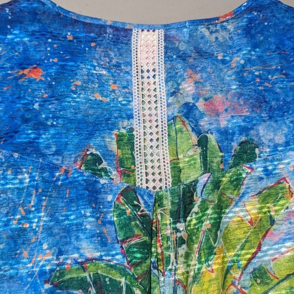 LEOMA‎ LOVEGROVE Sheer Summer Asymmetrical bell sleeve Tree top size M - Picture 6 of 10